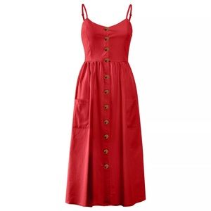 American Eagle Red button midi dress
